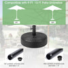 Heavy-duty 18-inch round umbrella base stand, fillable with sand or water, compatible with 1.5"/1.9" poles for patio.