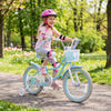 18 Inch Kids Bike Adjustable with Basket and Streamers Blue for Kids Aged 4-8 Years Old - Princess of the Sea Theme - Gallery View 1 of 10