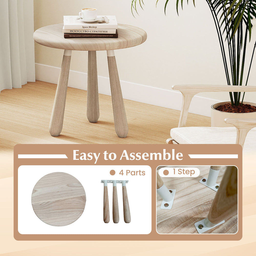 Round 18-inch outdoor mahogany wood side table with thickened board, perfect for living room or porch use.