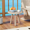 18-inch round side table made of solid mahogany wood, showcasing rustic elegance, perfect for outdoor snacks and drinks.