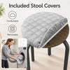Round stackable stool with a removable, machine-washable gray cover, perfect for kitchen or dining room use.