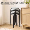 Round stackable stools with removable washable covers, featuring heavy-duty metal legs, ideal for kitchen or dining room use.