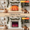 Electric fireplace insert showing flame and heat mode, featuring 8 flame colors and remote control for year-round use.