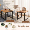 Square acacia wood patio side table with slatted top and powder-coated metal frame, perfect for indoor or outdoor use.