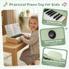 18-key wooden piano for kids in green, featuring a removable music stand, ideal for toddlers' musical development.