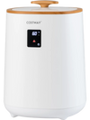 Large 18 L towel warmer with LED display, fast heating, and aromatherapy holder for a spa-like experience.