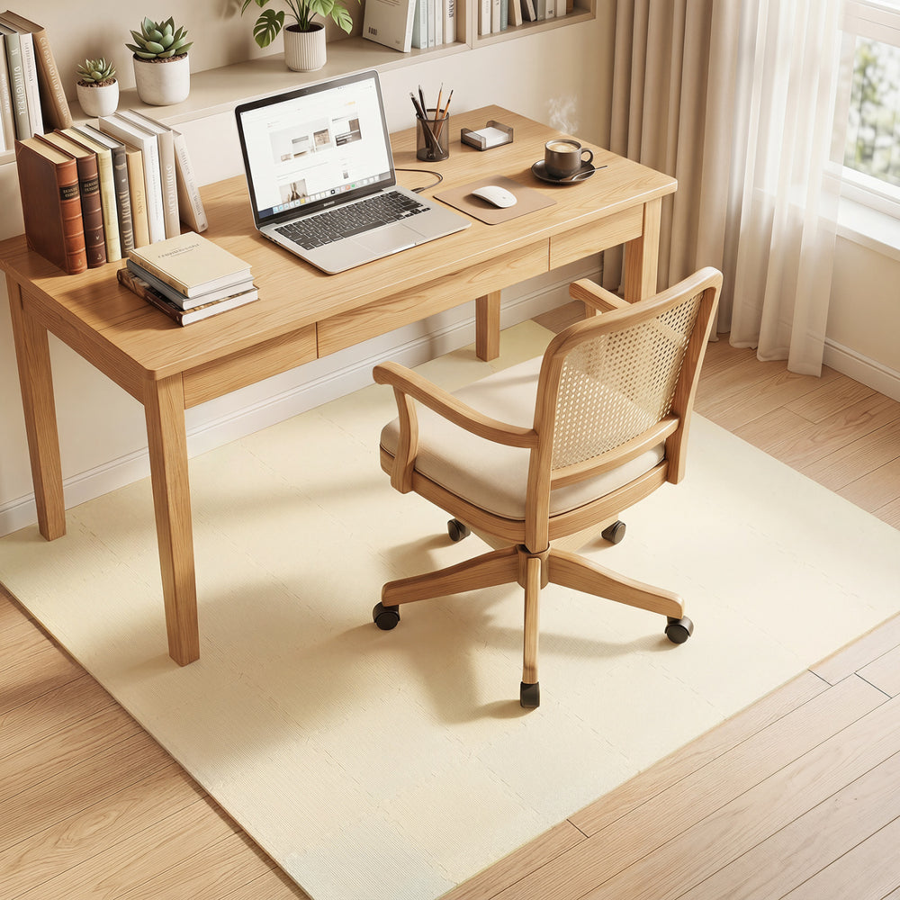 18 Pack Interlocking EVA Foam Floor Tiles with Boarders-Beige - Gallery View 1 of 8