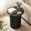 18" Round Fluted Side Table with Pedestal Drum Design and Non-Slip Foot Pads for Small Spaces-Black - Gallery View 1 of 10