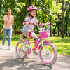18-Inch Kids Bike Adjustable with Basket and Streamers Rose Red - Princess of the Sea Theme - Gallery View 1 of 10