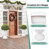 White 18-inch tall vintage planters set of 2 with pedestal base, perfect for indoor and outdoor settings.