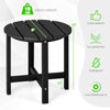 Round 18-inch black Adirondack side table, weather-resistant HDPE, 110 lbs capacity, perfect for outdoor use.