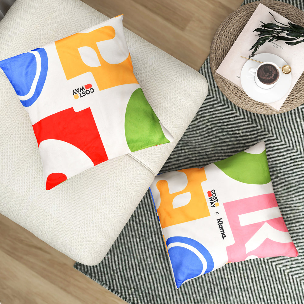 Vibrant 18 x 18 inch square throw pillow showcasing a colorful design, ideal for enhancing comfort and style in any.