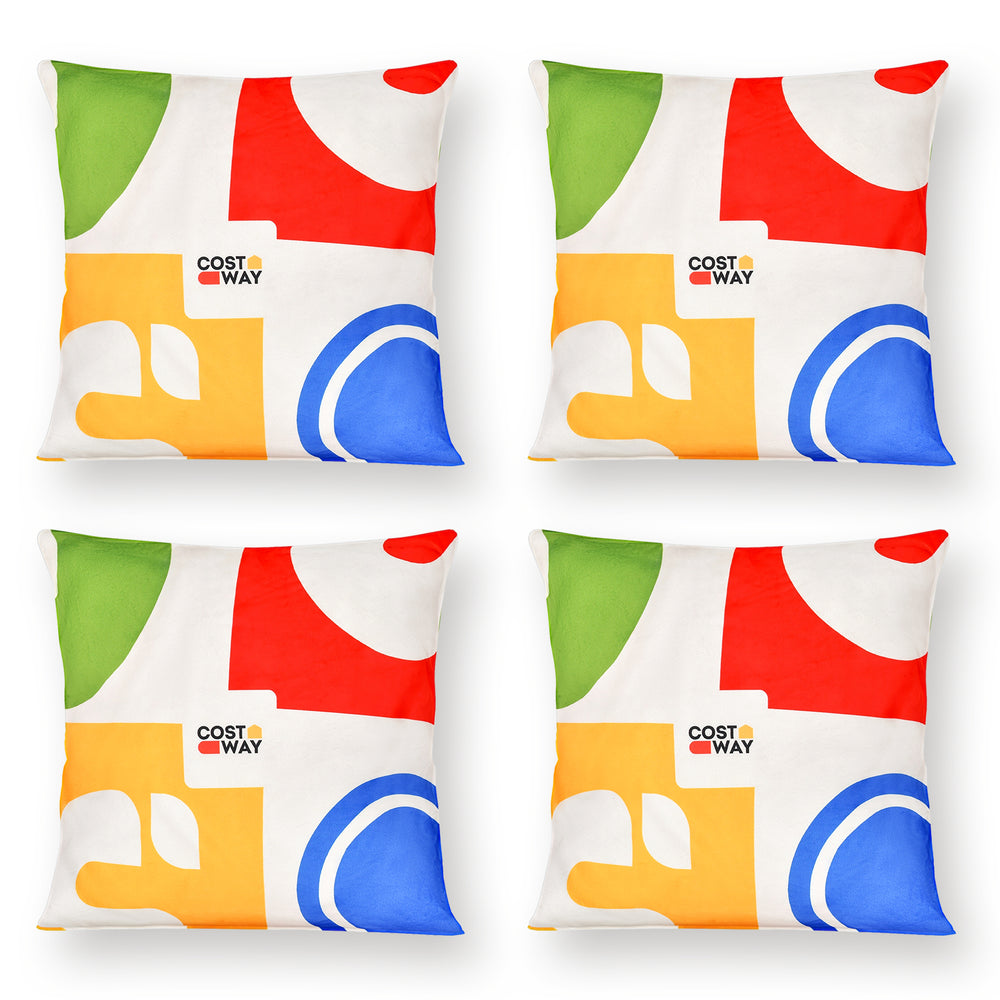 Colorful 18 x 18 inch square throw pillows with removable velvet cases, perfect for couch or bed decoration.