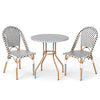 3-piece French bistro set featuring a round wicker table and two chairs, perfect for outdoor dining and leisure.