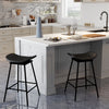 Set of 2 Swivel Barstools Faux Leather Upholstered Backless with Footrest-Black - Gallery View 1 of 8