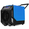 Side view of the blue 190 PPD commercial dehumidifier with pump, highlighting its heavy-duty molded housing and.
