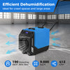 Commercial dehumidifier in blue with wheels, 190 PPD capacity, ideal for large areas up to 9,000 sq. ft.