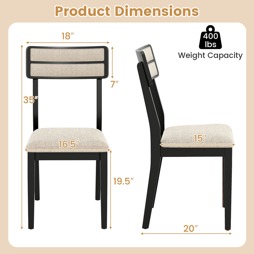 Side view of a modern dining chair with a tilt backrest, featuring black rubber-wood legs and beige linen-feel fabric.