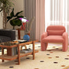 Ergonomic accent chair with soft sherpa upholstery and curved armrests, perfect for modern living room comfort.