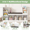 Kids bookcase with reading nook and 7 storage cubbies, featuring a removable cushion and adjustable shelves for.