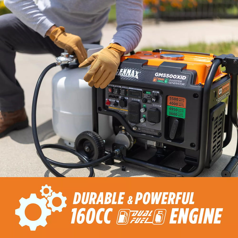 Genmax GM5500XiD Generator 4000W/5500W Dual Fuel Gas Propane Inverter Low THD CO Sensor New