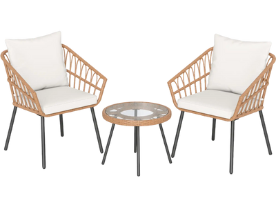 Costway 3-Piece Patio Bistro Set Heavy Duty Metal Frame 01586390 New