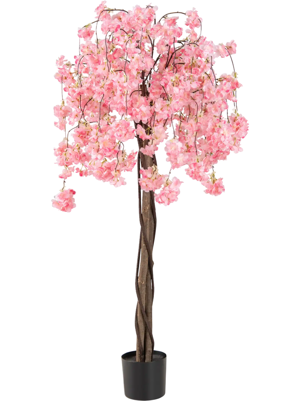 5.5 FT tall artificial cherry blossom tree with pink flowers, featuring a natural wood trunk, perfect for home or.