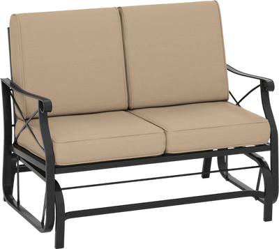 Costway Outdoor 2-Person Glider Rocking Loveseat Chair w/ Cushions Metal Frame 18099979 New