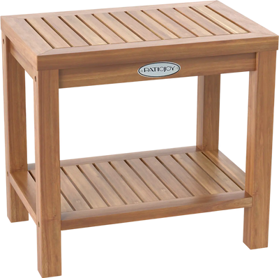 Costway Teak Wood Shower Bench Bath Seat Storage Shelf 935476128 New
