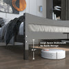 Twin size rustic platform bed frame in dark brown with 8.5" storage space underneath for efficient organization.