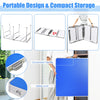 Portable 60-inch blue ping pong folding table with handle, safety lock, and accessories for easy transport and storage.