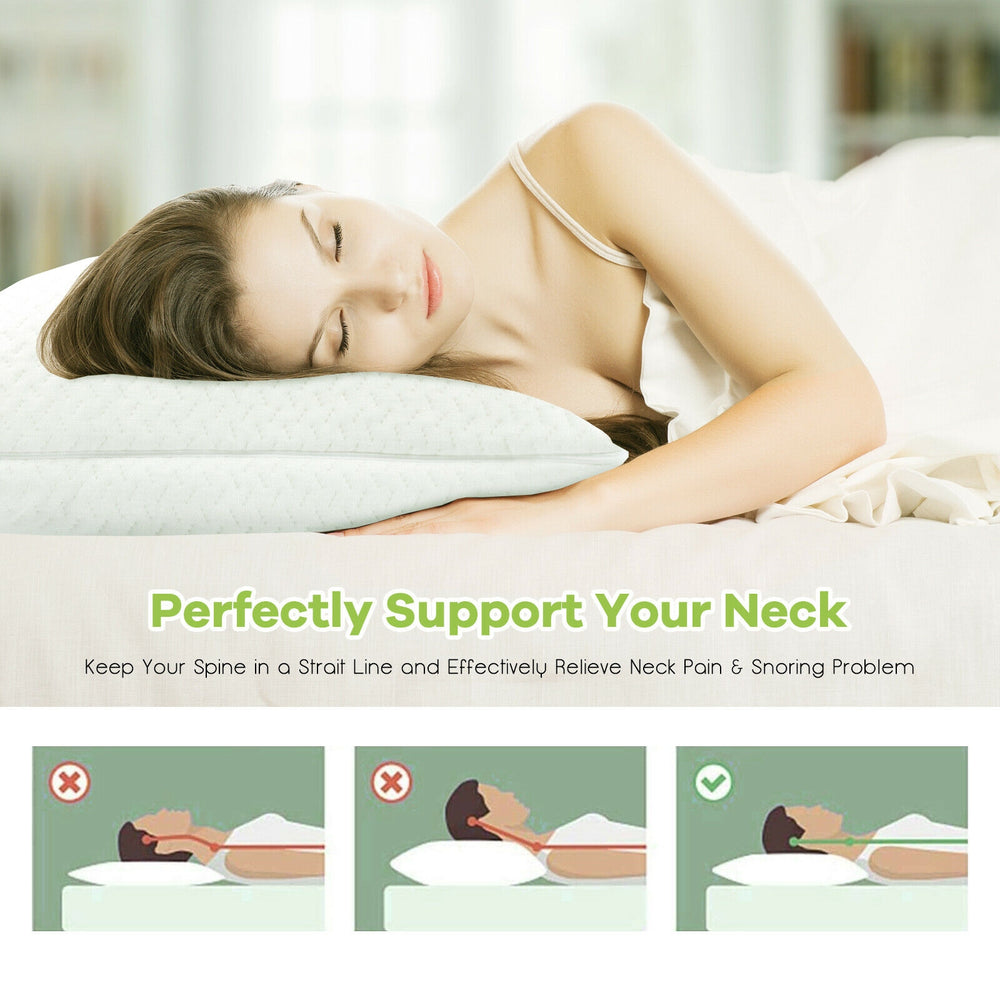Shredded memory foam bed pillows with bamboo cooling cover, ideal for back, side, and stomach sleepers.