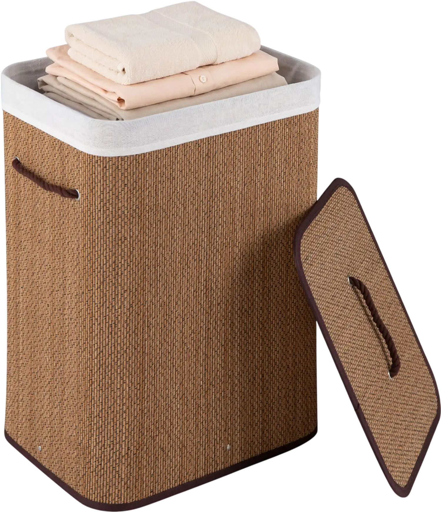 Costway 19 Gal Bamboo Clothes Hamper w/ Removable Liner Handles 26433594 New