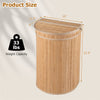Bamboo laundry hamper with zippered lid, 19-gal capacity, natural finish, ideal for bedrooms and laundry rooms.