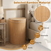 Bamboo laundry hamper with zippered lid, 19-gal capacity, natural material, perfect for bedrooms and laundry rooms.