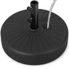 Fillable round umbrella base stand in black, 19.5 inches, made of durable HDPE, ideal for yard and poolside stability.