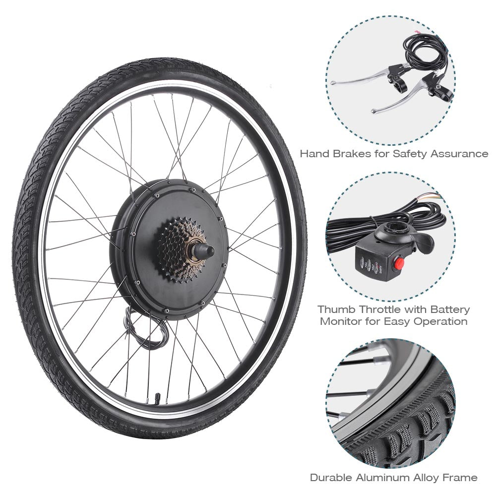 Yescom Electric Bicycle Conversion Kit 26" 48V 1000W Rear Wheel New