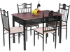 5-piece dining set featuring a wood and metal table with four cushioned chairs, perfect for family meals and elegant.