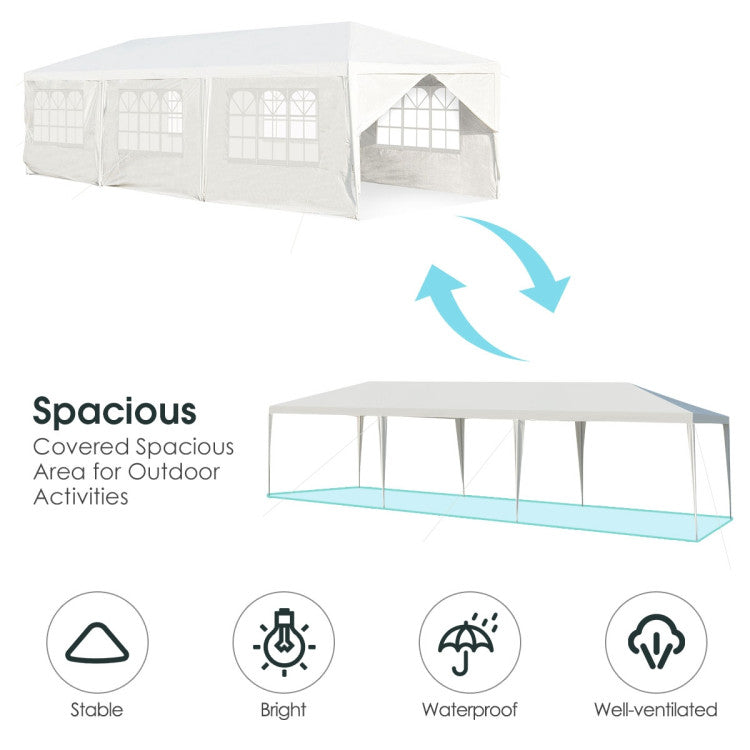 Costway Tent 10' x 30' Outdoor Canopy with 6 Removable Sidewalls and 2 Doorways 30729165 New