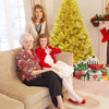 Champagne gold 6 ft artificial tinsel Christmas tree with hinged design, perfect for festive indoor and outdoor.