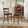 Counter height chair set with leather seats and rubber wood legs, featuring a vintage design for stylish dining spaces.