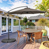 10 Feet Offset Umbrella with 8 Ribs Cantilever and Cross Base-Brown - Gallery View 1 of 13