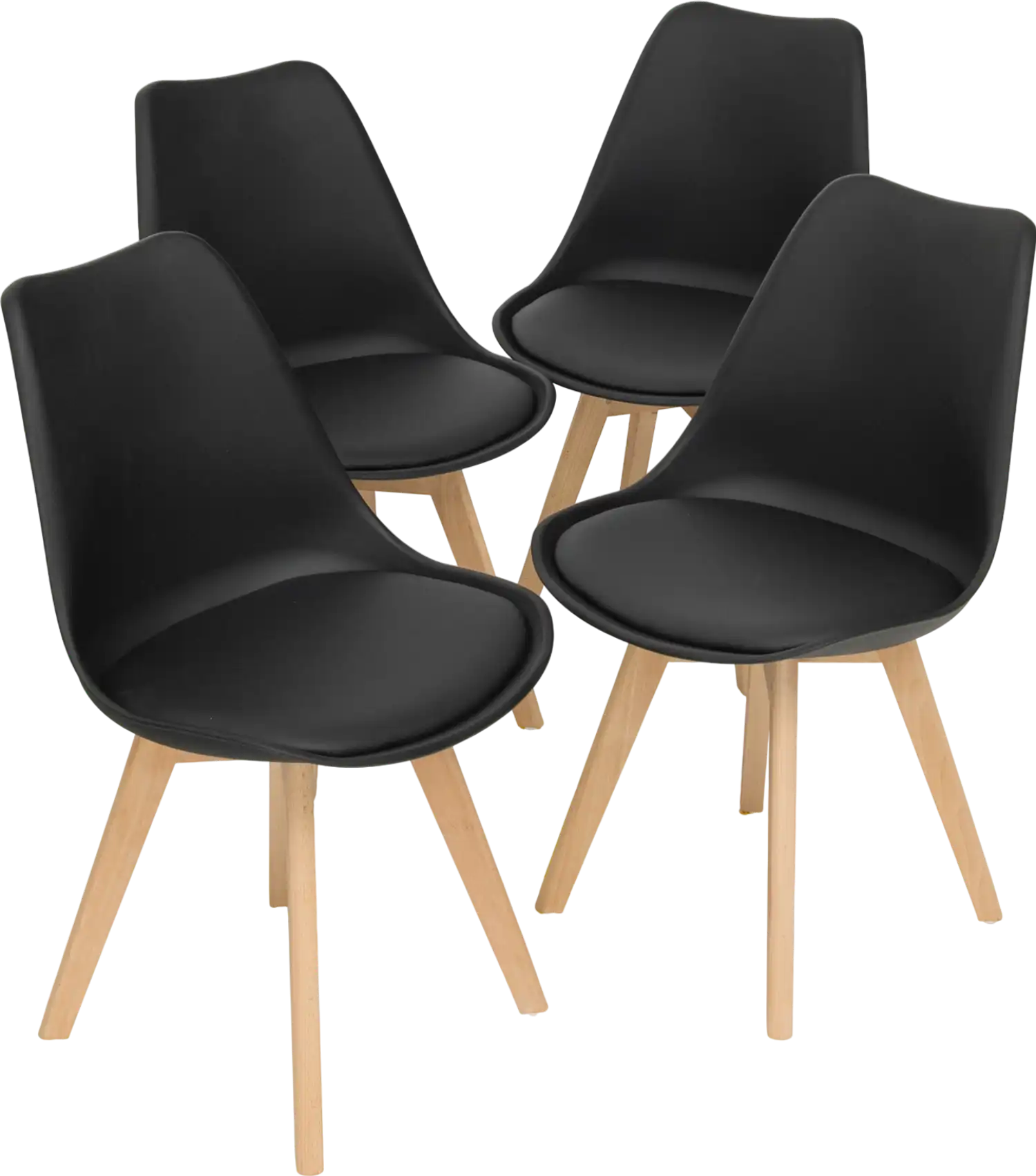 Costway Set of 4 Modern High Back Dining Chairs Wooden Legs 74560298 New