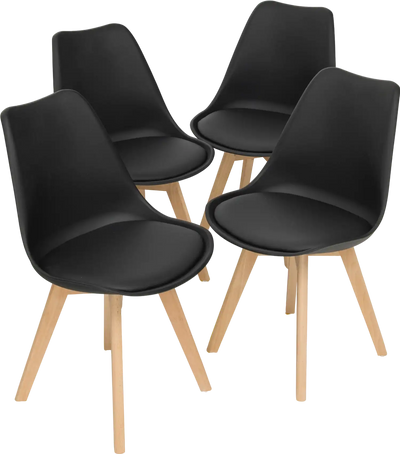 Costway Set of 4 Modern High Back Dining Chairs Wooden Legs 74560298 New