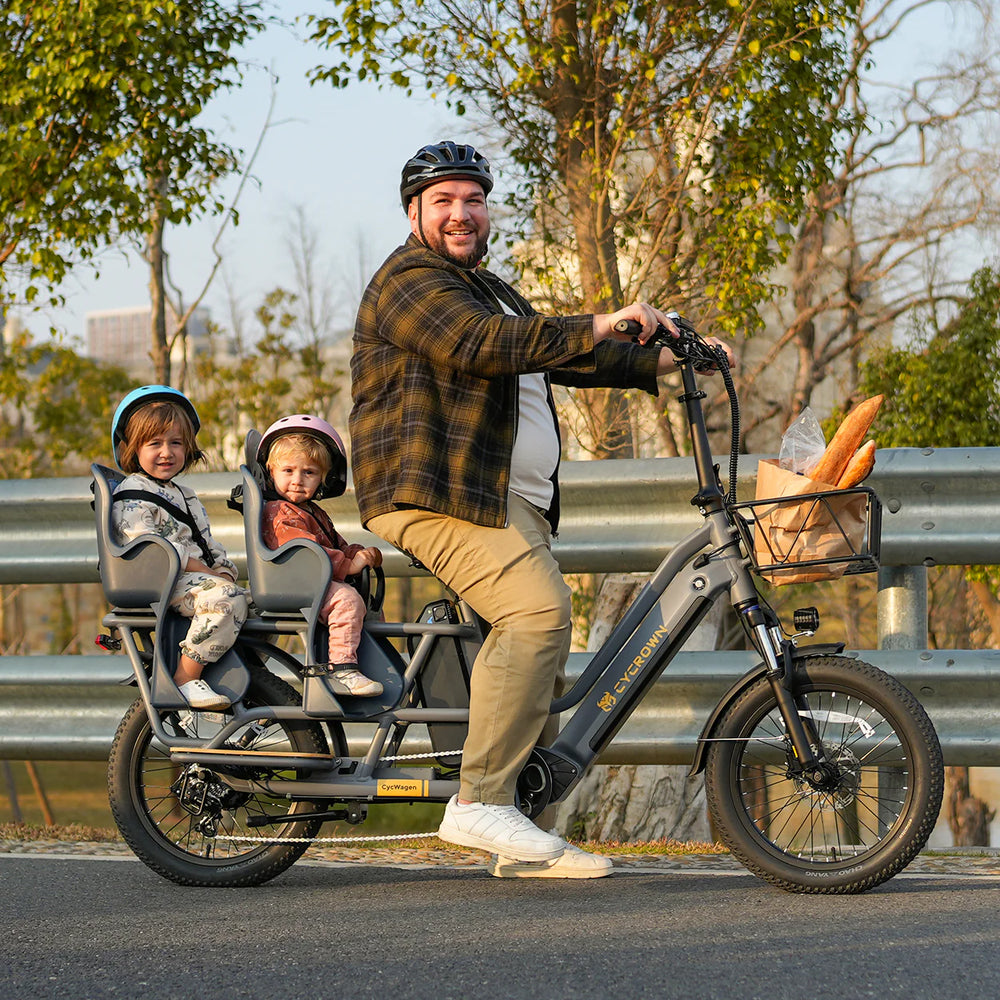 electric bicycle 120 miles Cycrown CycWagen Cargo Electric Bike Dual Battery 48V 28 MPH 120 Mile – FactoryPure
