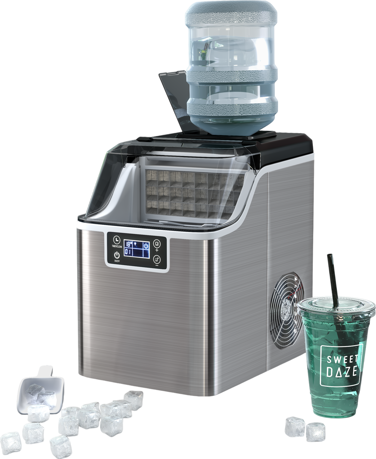 Costway Countertop Ice Maker 40lbs Ice per Day with 2.4lbs Storage New
