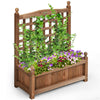 Wood planter box with trellis, made of solid wood, weather-resistant for outdoor use, ideal for gardens and balconies.