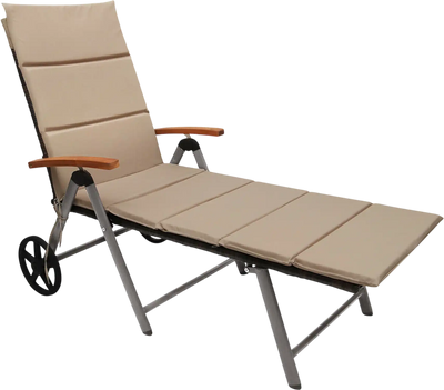 Costway Foldable Wicker Outdoor Chaise Lounge Chair Aluminum Frame 89602517 New