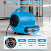 Blue 3-speed air mover with 2800 CFM airflow, adjustable angles, and anti-slip feet for efficient drying tasks.