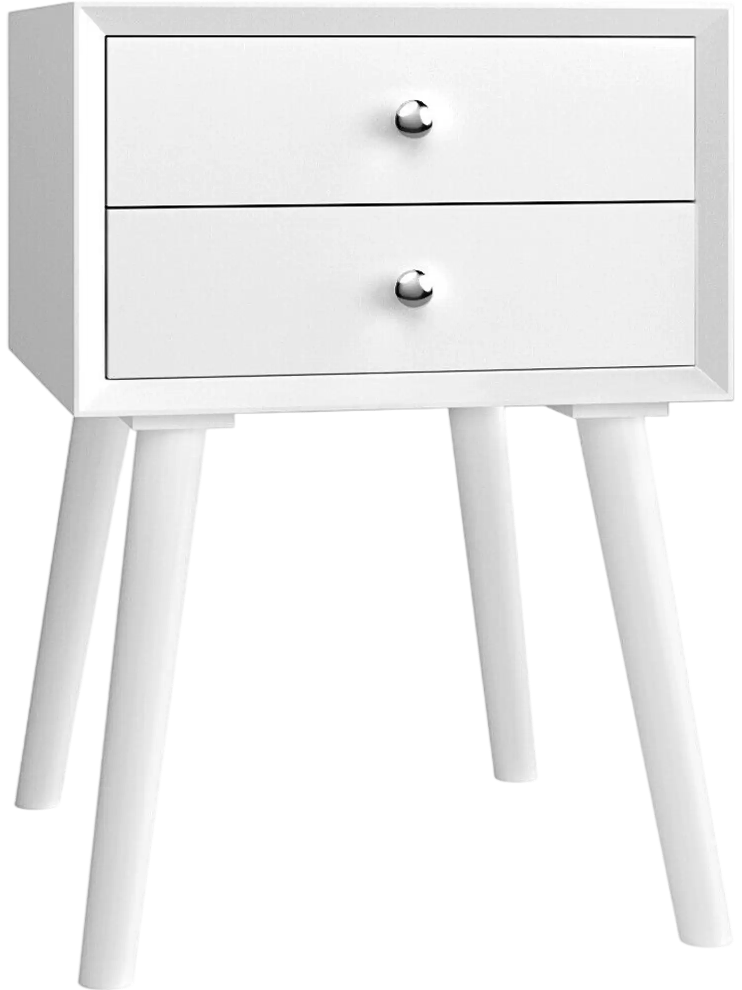 Costway Mid-Century Wooden End Table w/ 2 Storage Drawers 26870135 New
